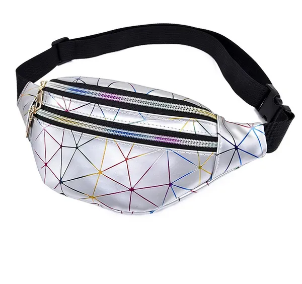 Silver_Laser_Soft_PU_Leather_Waist_Bag_For_Unisex