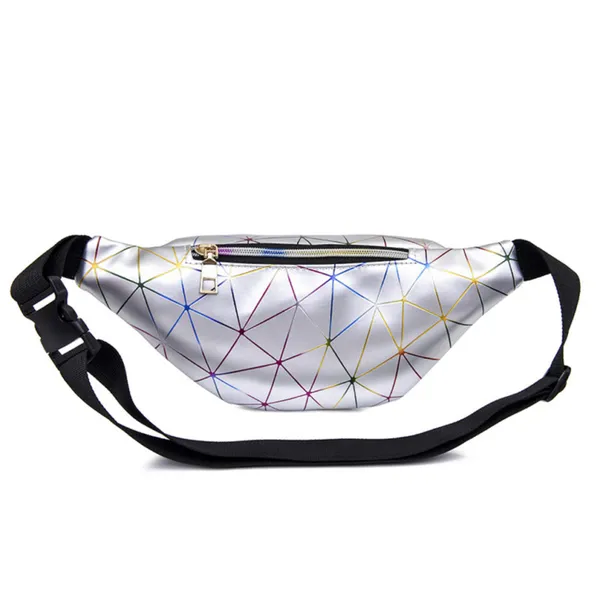 Silver_Laser_Soft_PU_Leather_Waist_Bag_For_Unisex