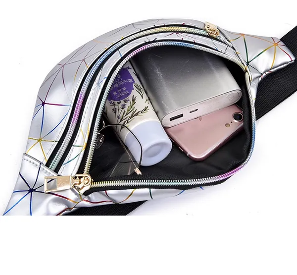 Silver_Laser_Soft_PU_Leather_Waist_Bag_For_Unisex