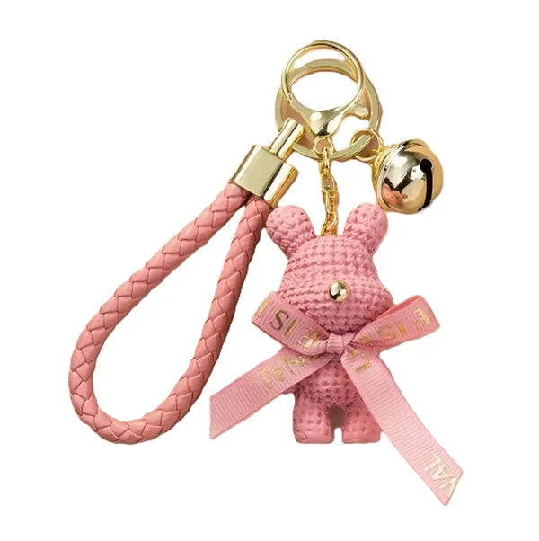 Rabbit_Pink_Stainless_Steel_Keychain