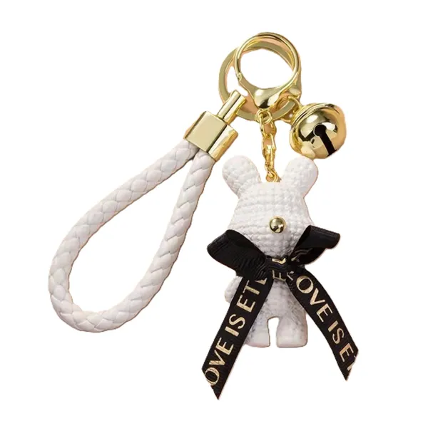 Rabbit_White_Stainless_Steel_Keychain