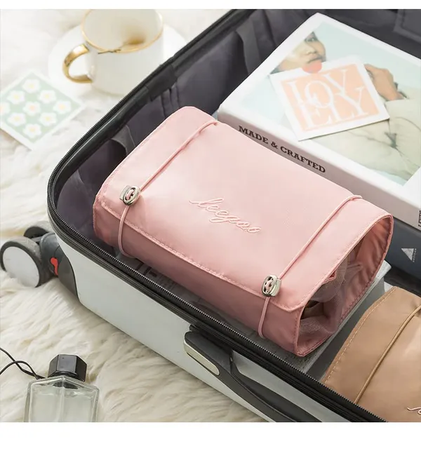 Pink_Roll_Up_Polyester_Mesh_Travel_Bag