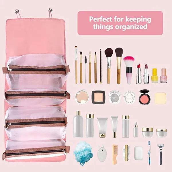 Pink_Roll_Up_Polyester_Mesh_Travel_Bag