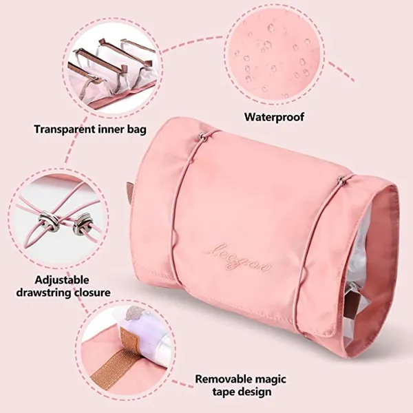 Pink_Roll_Up_Polyester_Mesh_Travel_Bag