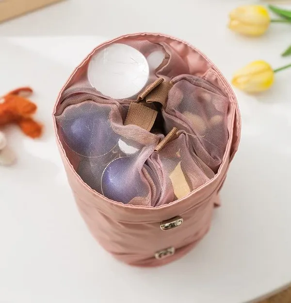 Pink_Roll_Up_Polyester_Mesh_Travel_Bag