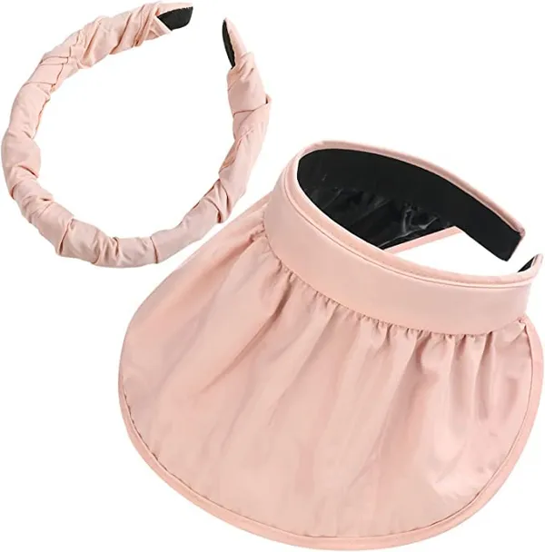 Pink_Sun_Visor_Hat_Vinyl,_Silk_Cotton_Hat_For_Women