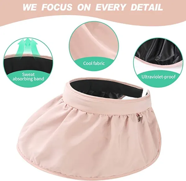 Pink_Sun_Visor_Hat_Vinyl,_Silk_Cotton_Hat_For_Women