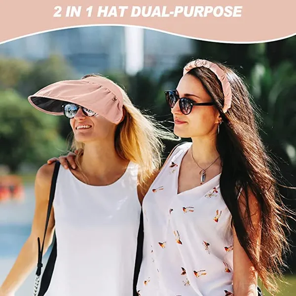 Pink_Sun_Visor_Hat_Vinyl,_Silk_Cotton_Hat_For_Women