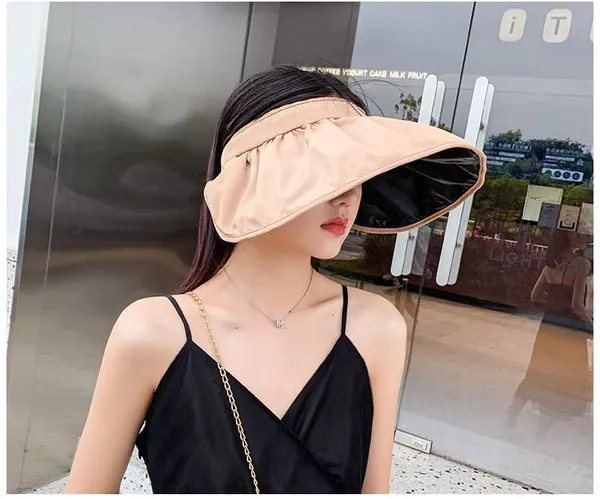 Pink_Sun_Visor_Hat_Vinyl,_Silk_Cotton_Hat_For_Women