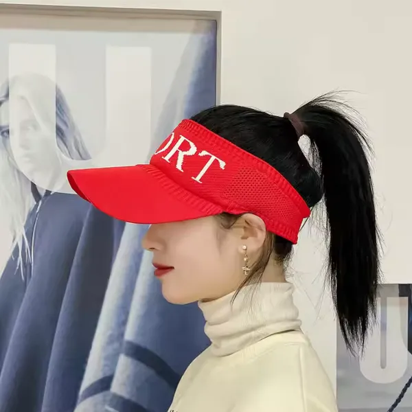 2_Pack_Red_Polyester_Sport_Sun_Visor_Hat_For_Women