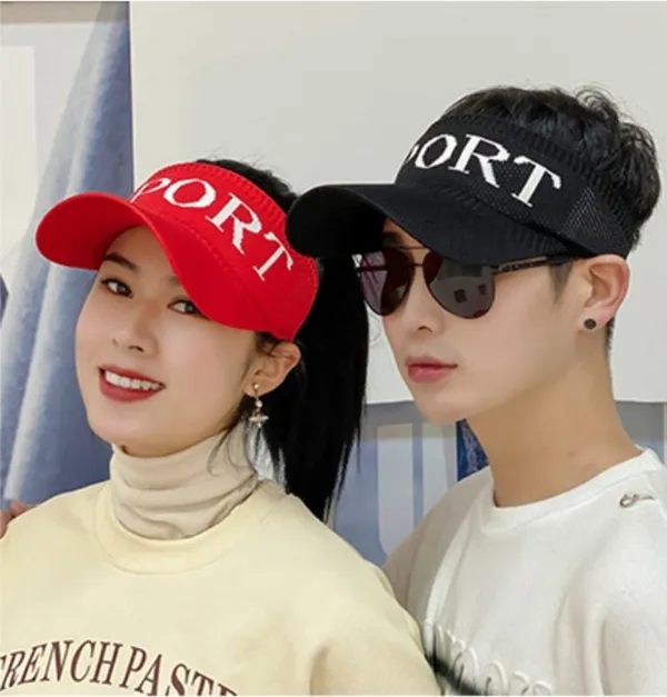 2_Pack_Red_Polyester_Sport_Sun_Visor_Hat_For_Women