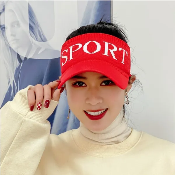 2_Pack_Red_Polyester_Sport_Sun_Visor_Hat_For_Women