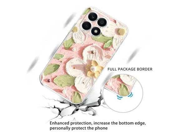Pink_Retro_Oil_Paint_Flower_Design_Case_Thermoplastic_Polyurethane_For_Iphone_13