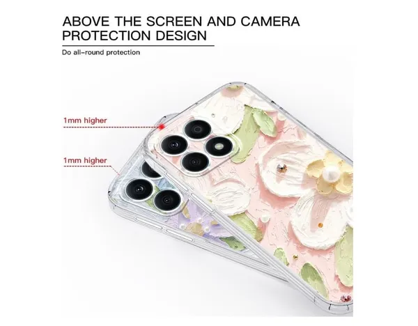 Pink_Retro_Oil_Paint_Flower_Design_Case_Thermoplastic_Polyurethane_For_Iphone_13
