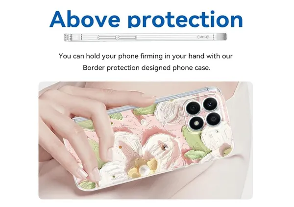 Pink_Retro_Oil_Paint_Flower_Design_Case_Thermoplastic_Polyurethane_For_Iphone_13