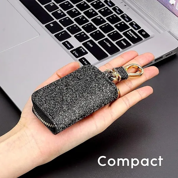 Black_Gold_PU_Leather_Glitter_Car_Key_Holder_Case