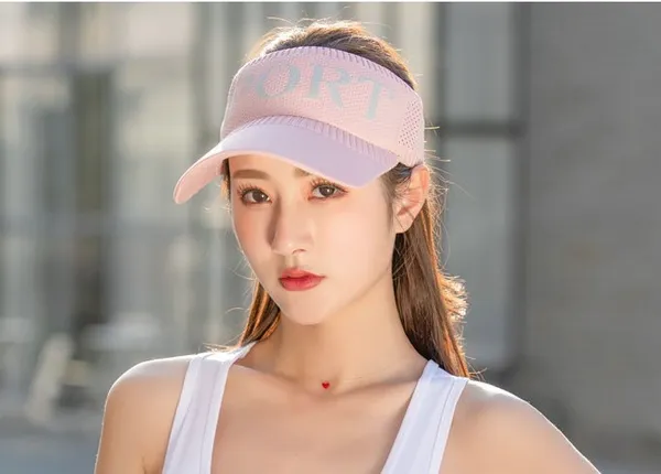 2_Pack_Pink_Polyester_Sport_Sun_Visor_Hat_For_Women