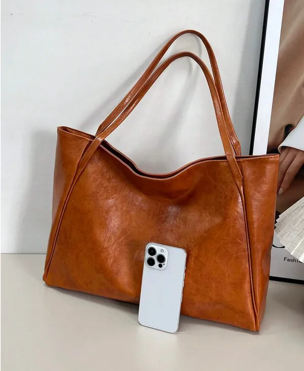 Brown_Large_Retro_Design_Shoulder_Tote_Bag