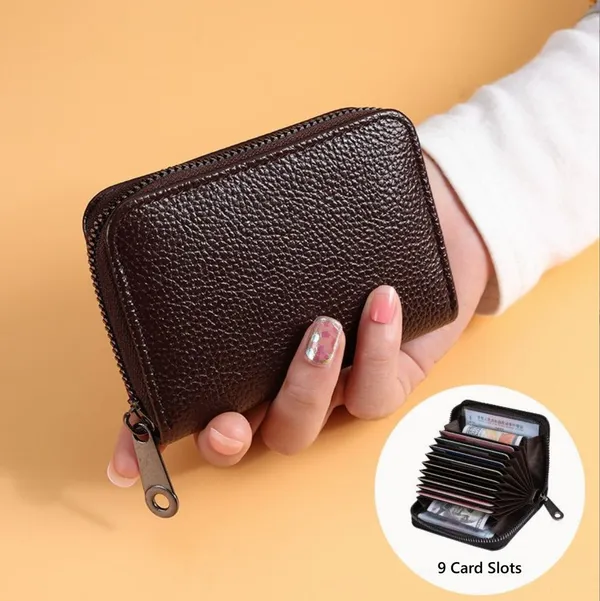 Brown_Card_Case_Organizer_Zipper_Wallet_(9_slots)