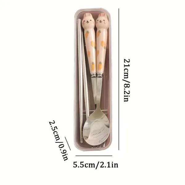 2_Pack_Pink_Cartoon_Rabbit_Cutlery_Set_For_Children