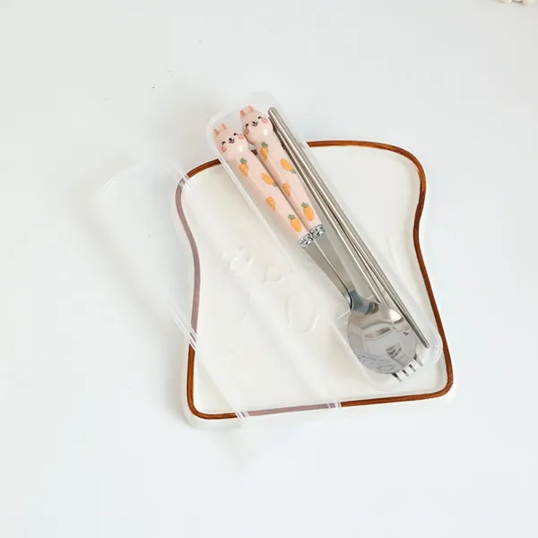 2_Pack_Pink_Cartoon_Rabbit_Cutlery_Set_For_Children