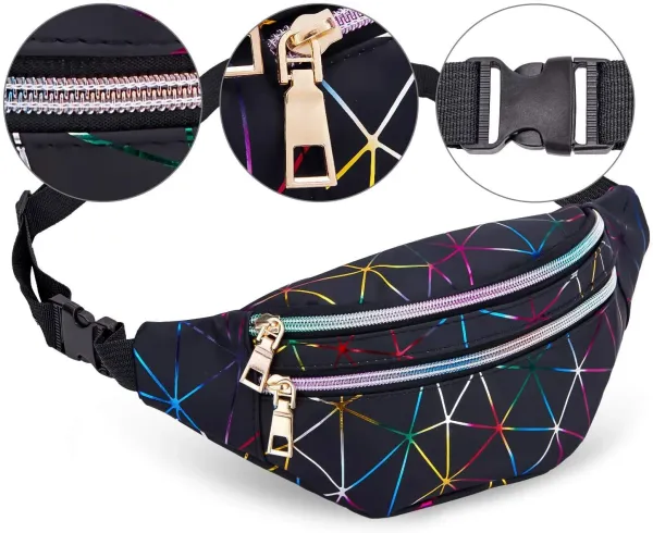 Black_Laser_Soft_PU_Leather_Waist_Bag_For_Unisex