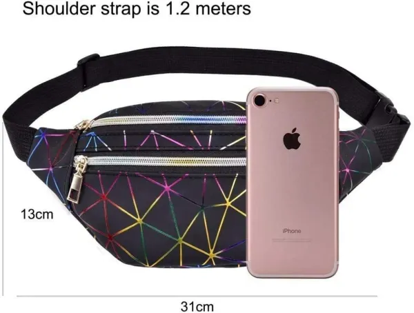 Black_Laser_Soft_PU_Leather_Waist_Bag_For_Unisex
