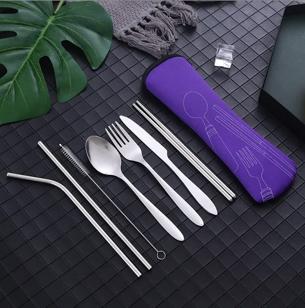 Purple_6_Piece_Stainless_Steel_Traveling_Cutlery_Set