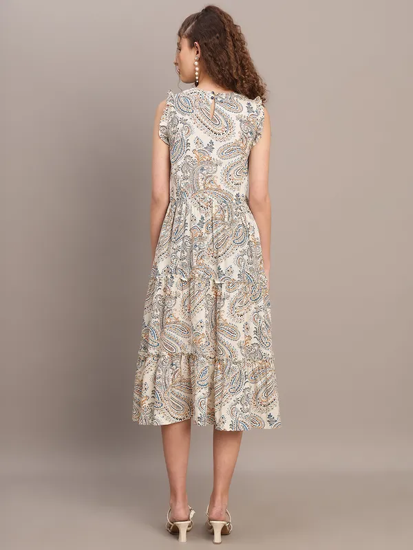 Beige_Paisley_Tiered_Midi_Dress