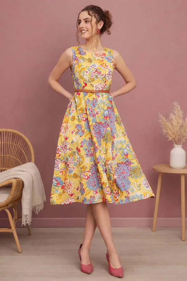 Yellow_Bloom_Belted_Midi_Dress