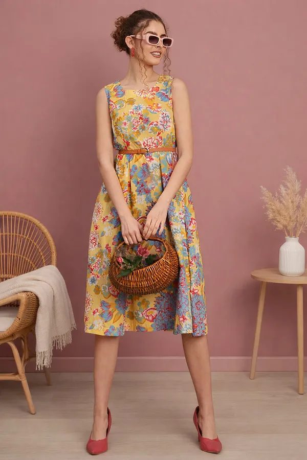 Yellow_Bloom_Belted_Midi_Dress