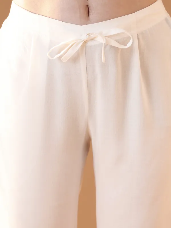 White_Viscose_Rayon_Kurta_Trouser_Set