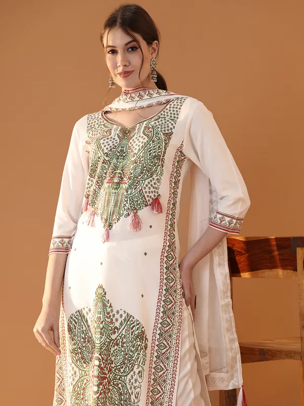 White_Viscose_Rayon_Kurta_Trouser_Set