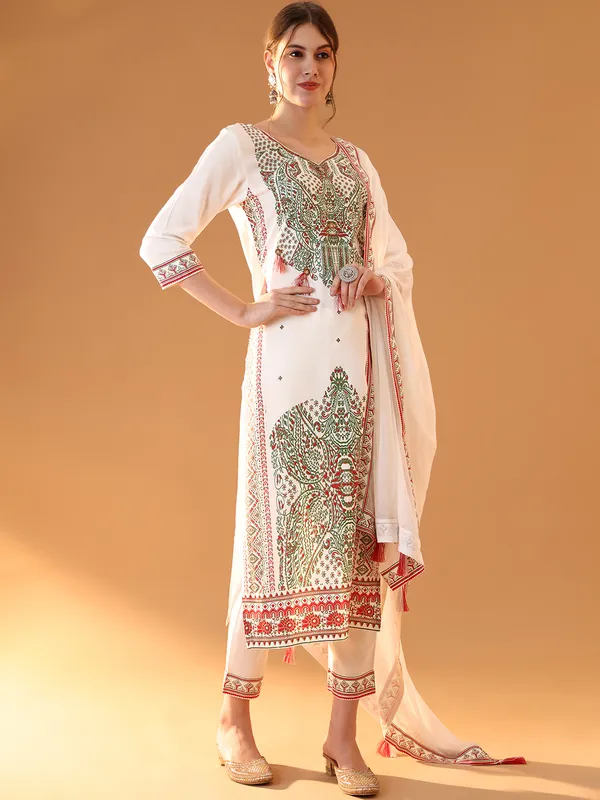 White_Viscose_Rayon_Kurta_Trouser_Set