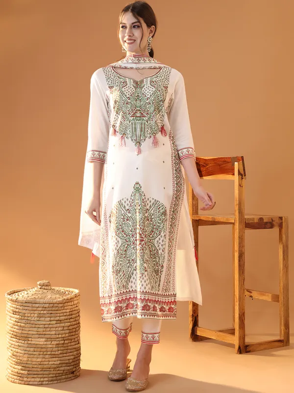 White_Viscose_Rayon_Kurta_Trouser_Set