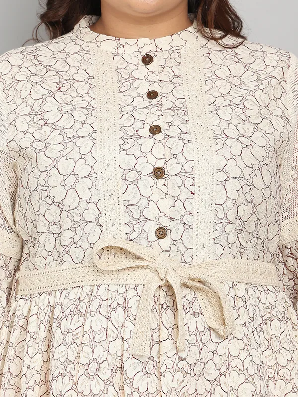 Brown_Premium_Cotton_3/4Th_Sleeve_Dress_For_Women_|_Till_6XL