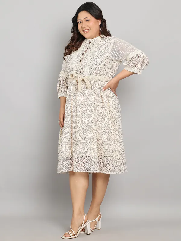 Brown_Premium_Cotton_3/4Th_Sleeve_Dress_For_Women_|_Till_6XL