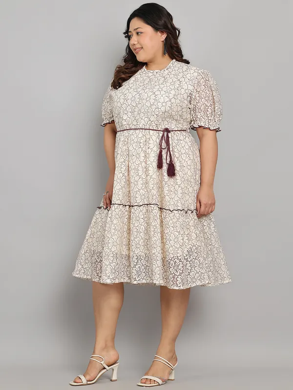 Brown_Premium_Schiffli_Short_Dress_For_Women_|_Till_6XL