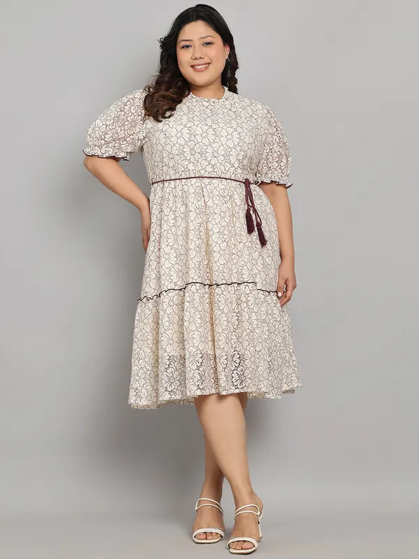 Brown_Premium_Schiffli_Short_Dress_For_Women_|_Till_6XL