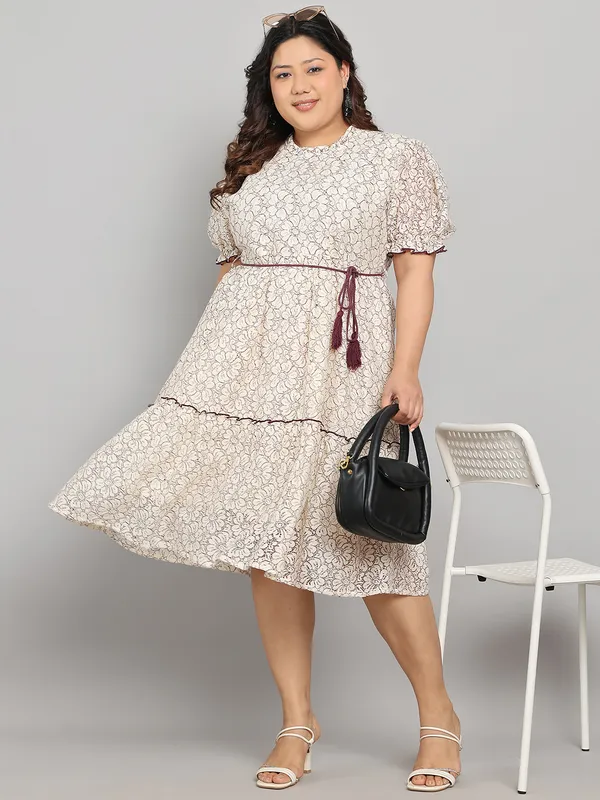 Brown_Premium_Schiffli_Short_Dress_For_Women_|_Till_6XL