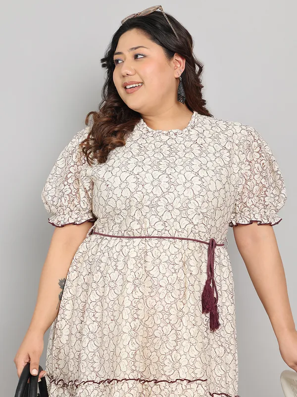 Brown_Premium_Schiffli_Short_Dress_For_Women_|_Till_6XL