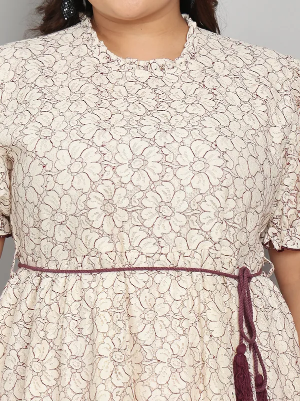 Brown_Premium_Schiffli_Short_Dress_For_Women_|_Till_6XL