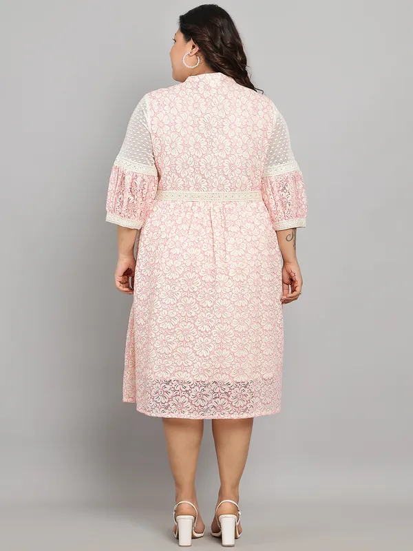 Pink_Premium_Cotton_3/4Th_Sleeve_Dress_For_Women_|_Till_6XL