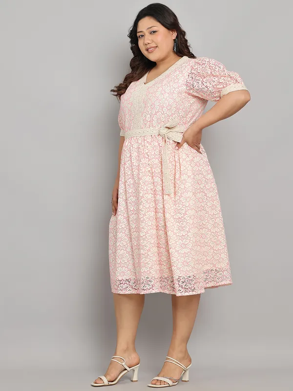 Pink_Premium_Cotton_Short_Dress_For_Women_|_Till_6XL