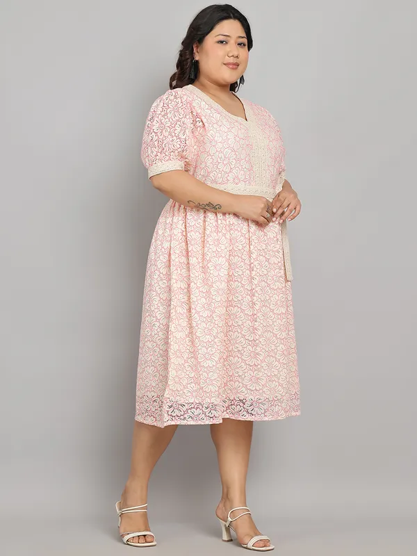 Pink_Premium_Cotton_Short_Dress_For_Women_|_Till_6XL