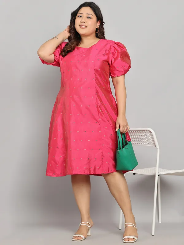 Pink_Premium_Dobby_Short_Dress_For_Women_|_Till_6XL