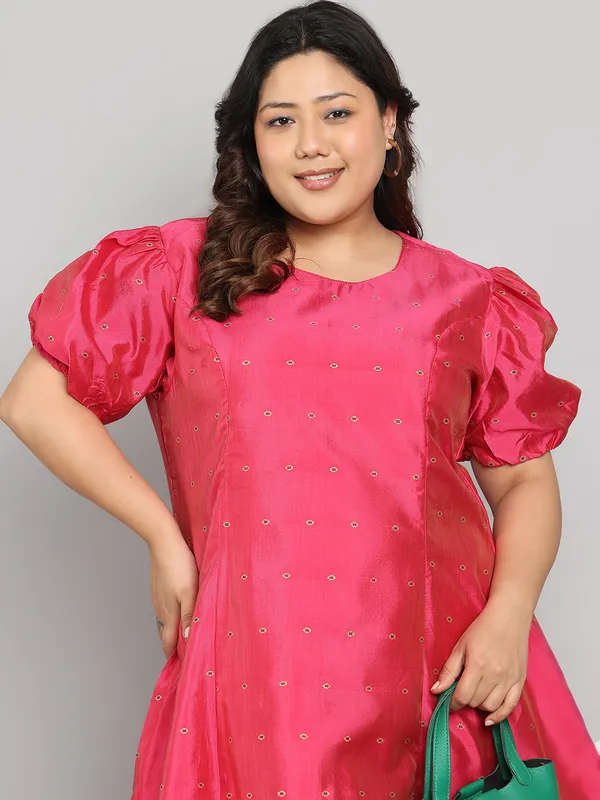 Pink_Premium_Dobby_Short_Dress_For_Women_|_Till_6XL