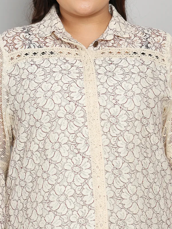 Brown_Premium_Cotton_3/4Th_Sleeve_Shirt_For_Women_|_Till_6XL