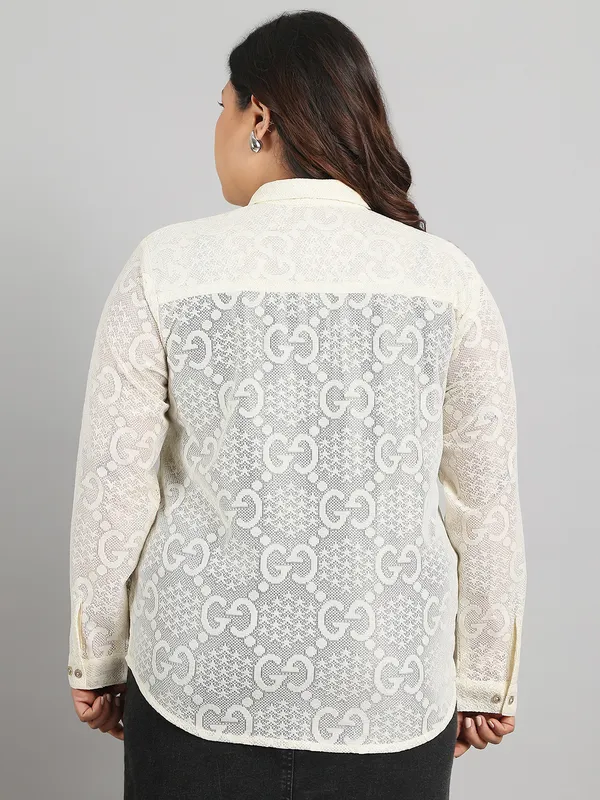 Cream_Premium_Poly_Cotton_Full_Sleeves_Shirt_For_Women_|_Till_6XL