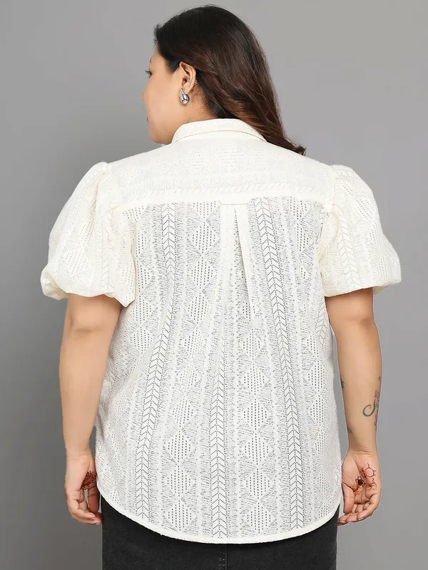 Cream_Premium_Poly_Cotton_Half_Sleeves_Shirt_For_Women_|_Till_6XL